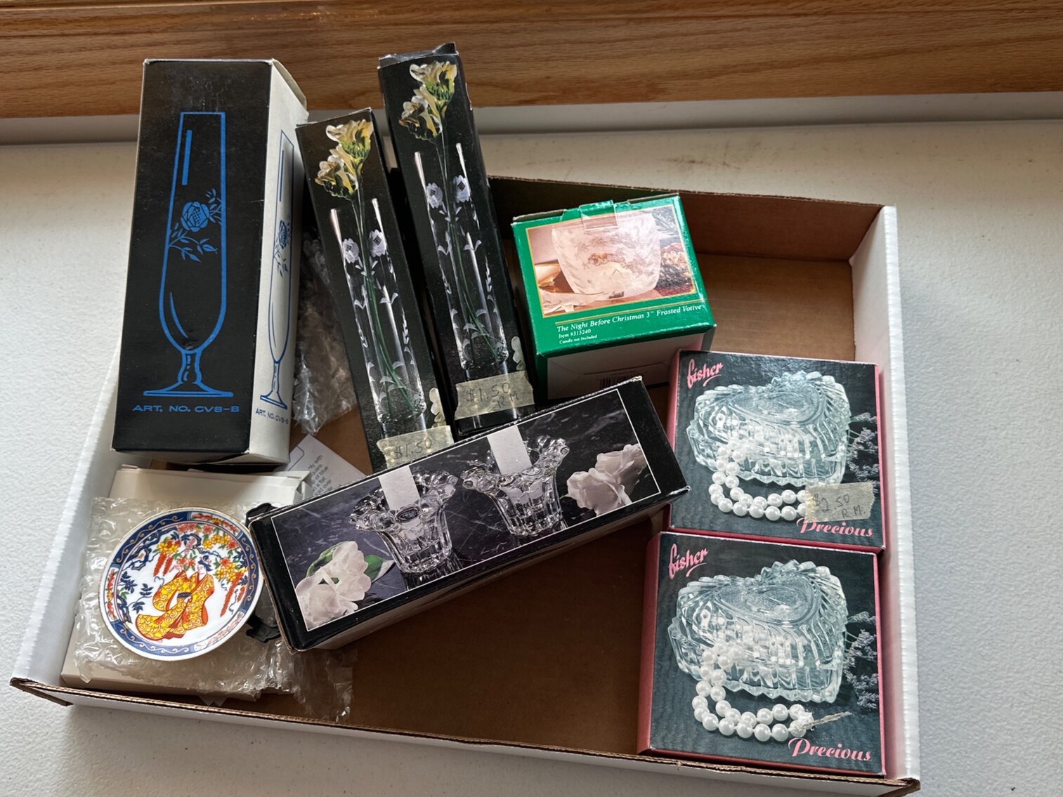 Vases, Votives, Glass Heart Dishes