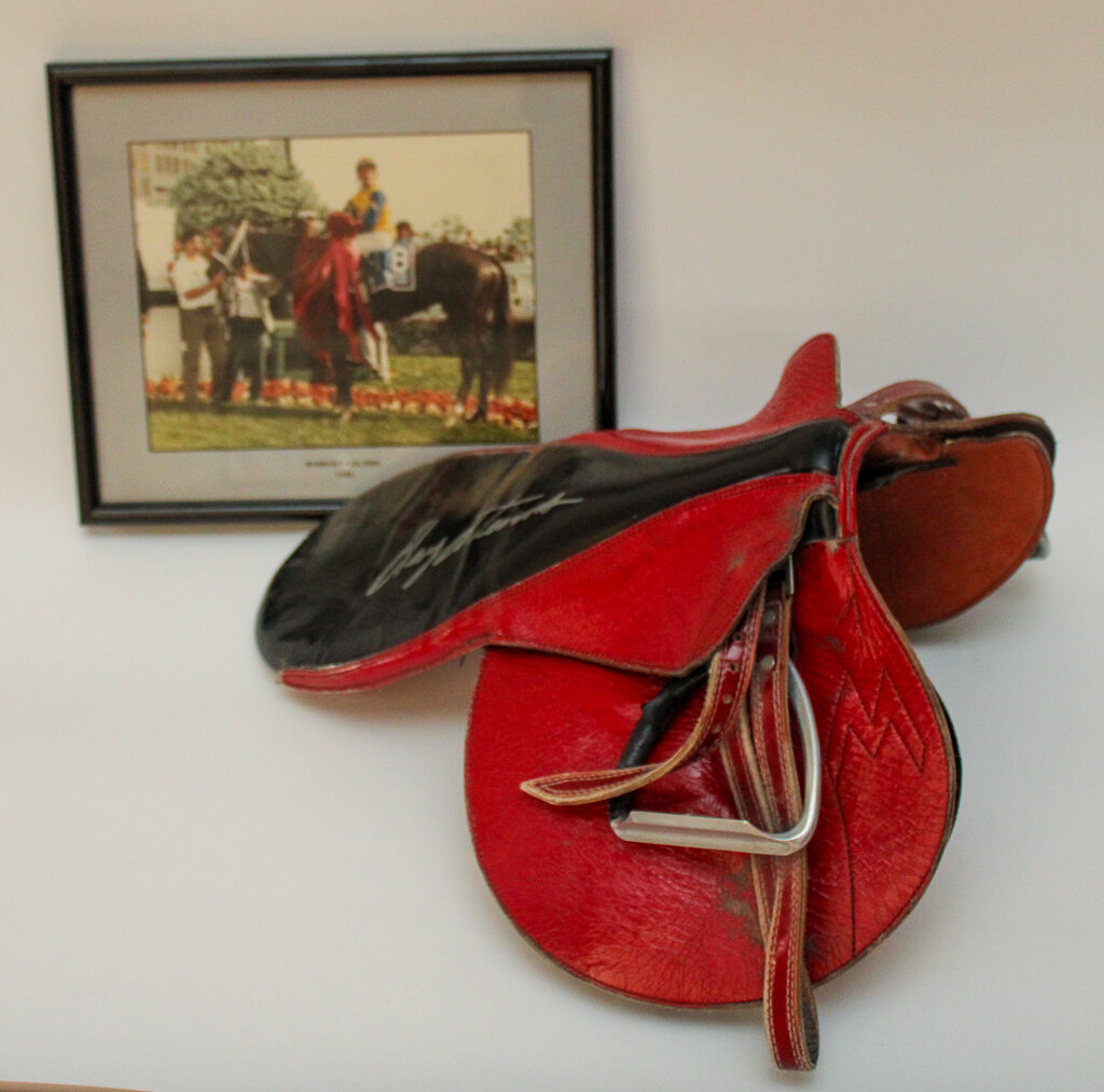 Saddle Signed by Winning Colors Jockey and Photo