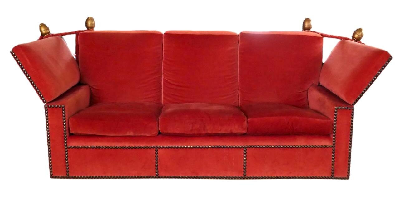 English-Inspired Knole Style Sofa with Hinged Side Arms