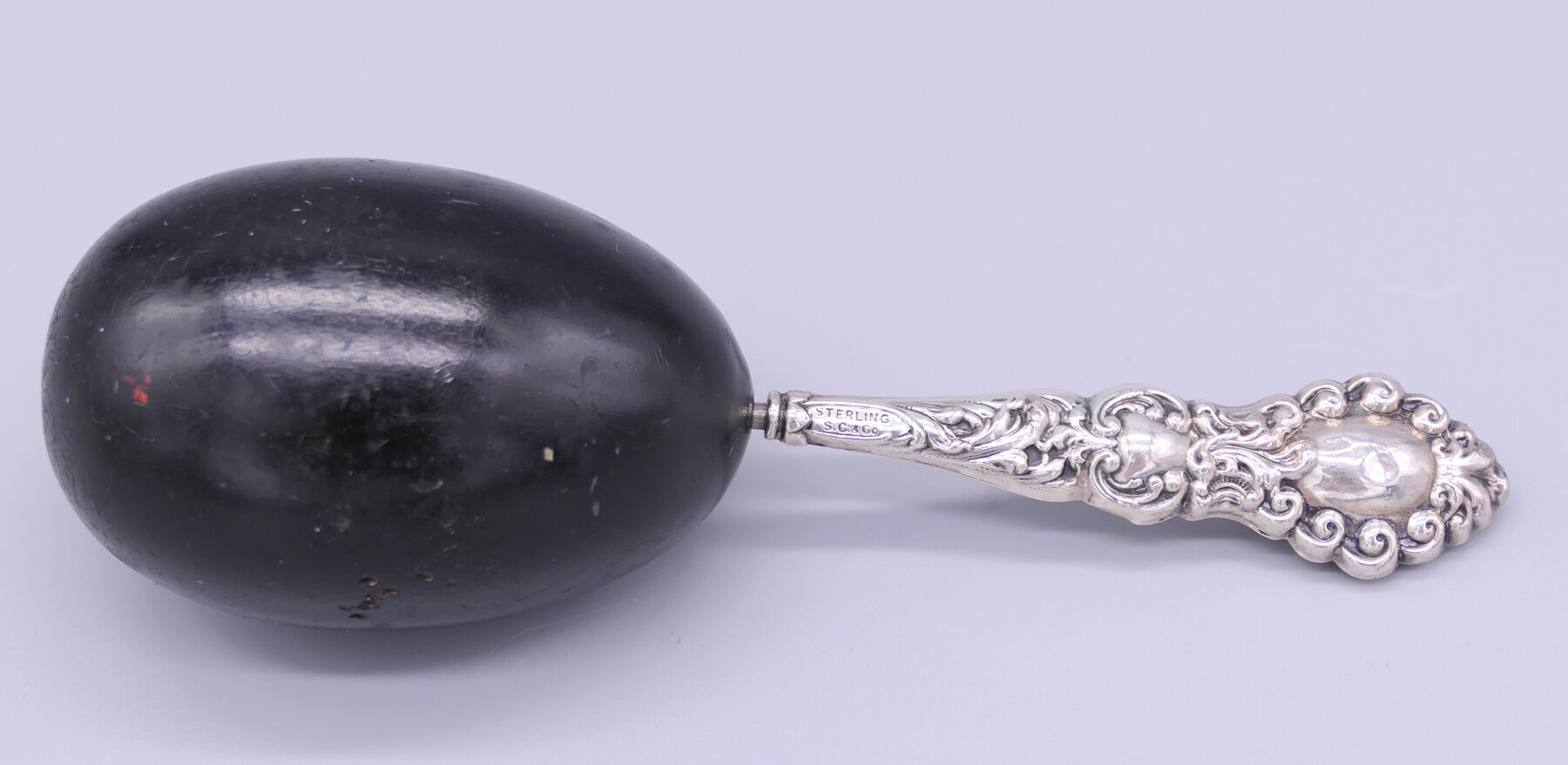 Antique Darning Egg with Sterling Handle