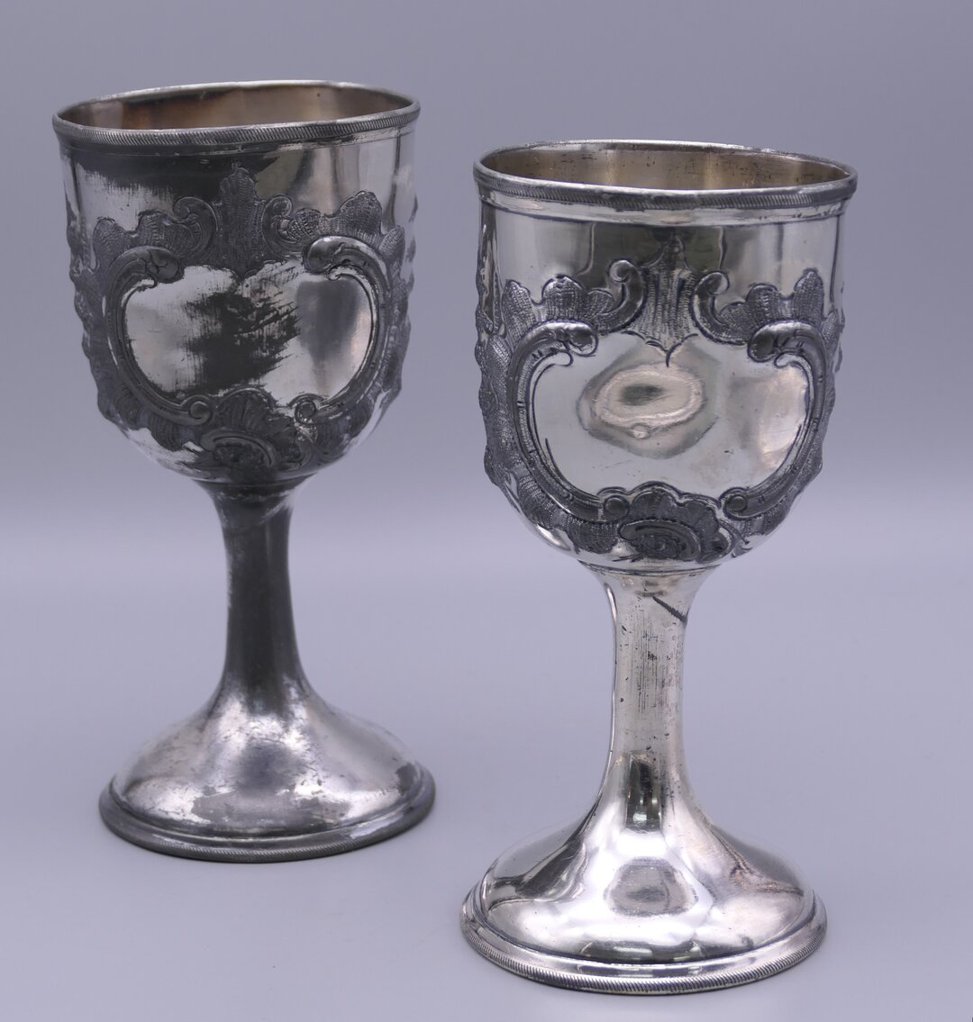 Hand Chased Silverplate Goblets