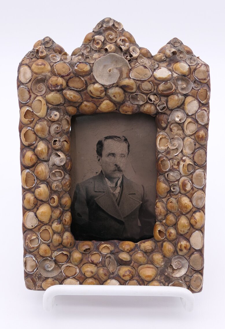 Folk Art Shell Frame with Tintype