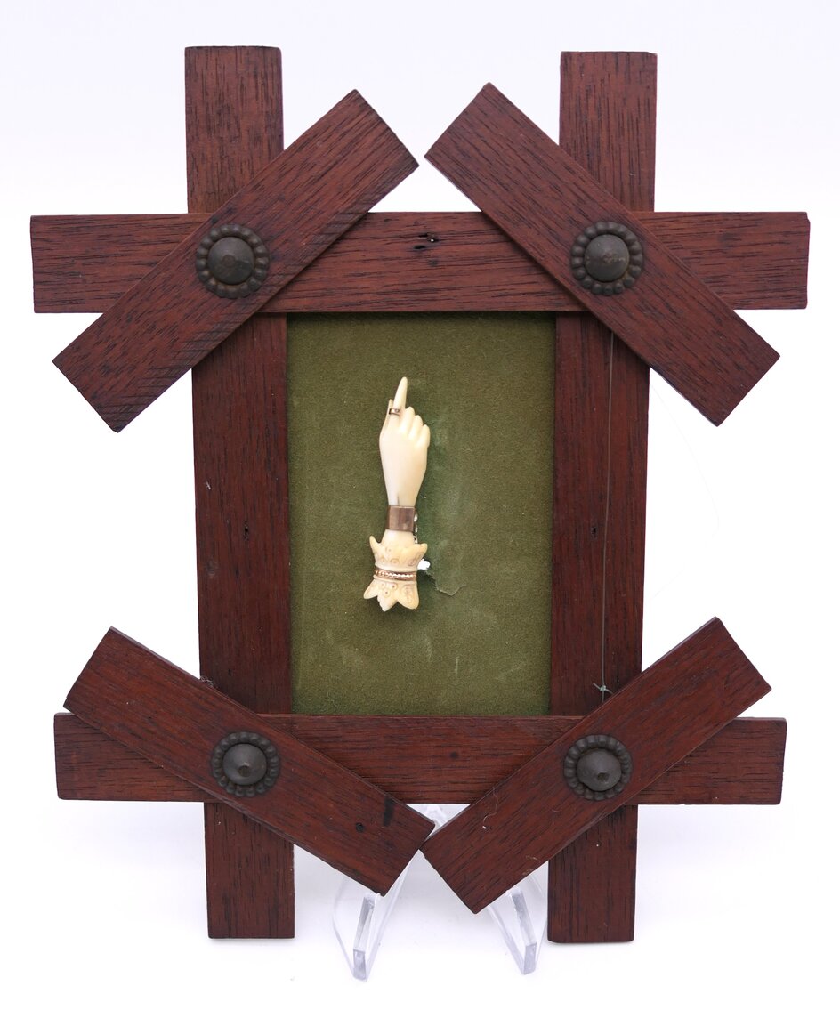 Ivory Brooch in Walnut Stick Frame