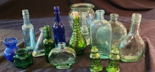 Vintage Colored Glass Bottles