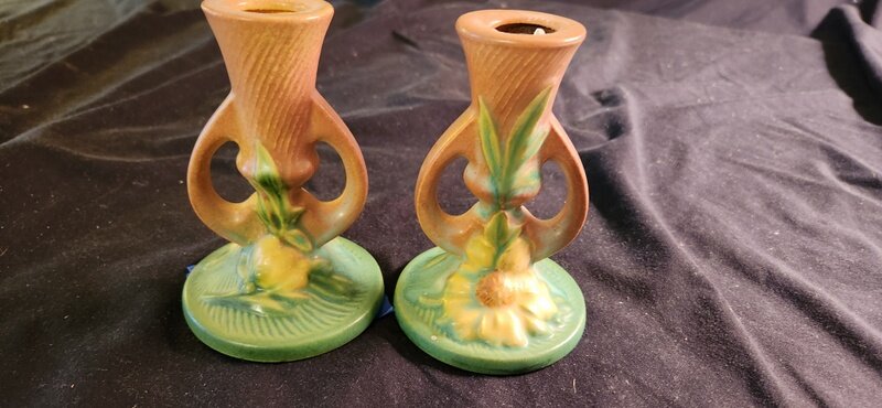 Roseville USA set of Candle Holders