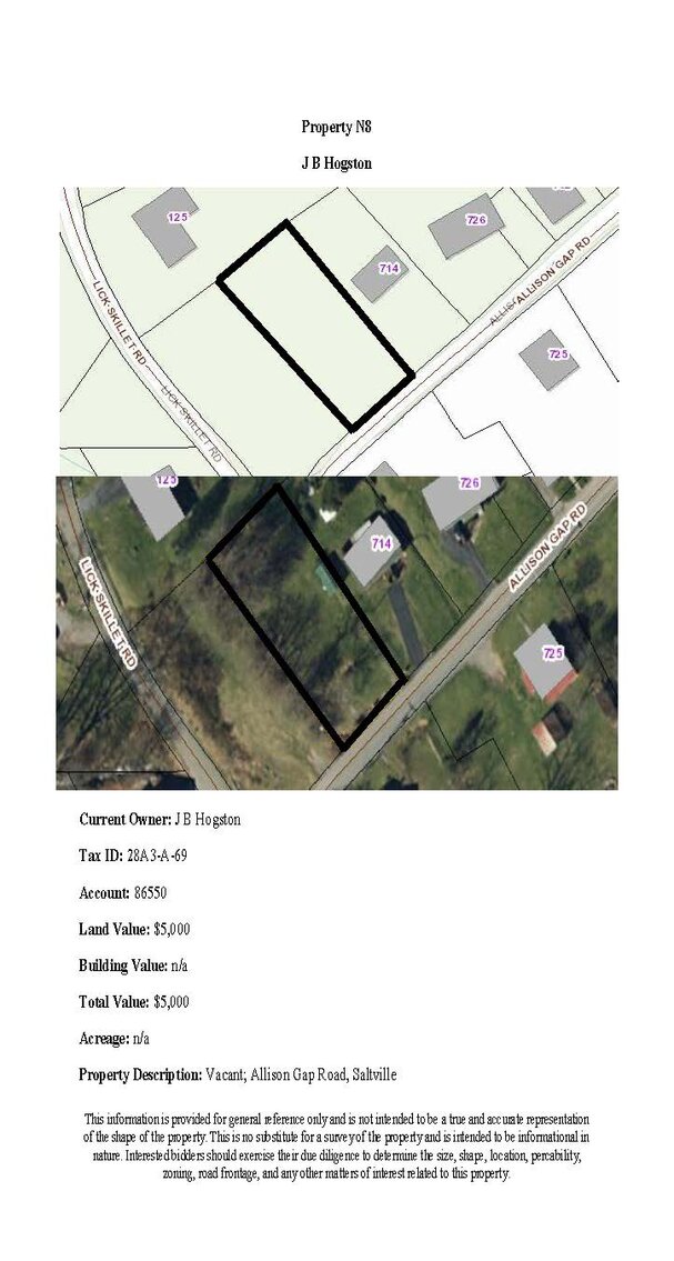 Image for NJS8 - Vacant; Allison Gap Road, Saltville