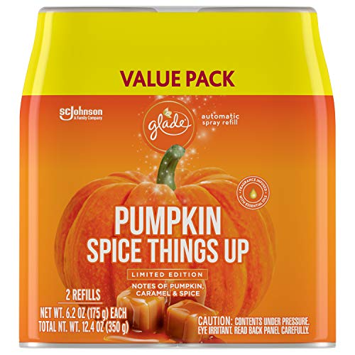 Glade Automatic Spray Refill, Air Freshener for Home and Bathroom, Pumpkin Spice Things Up, 6.2 Oz, 2 Count