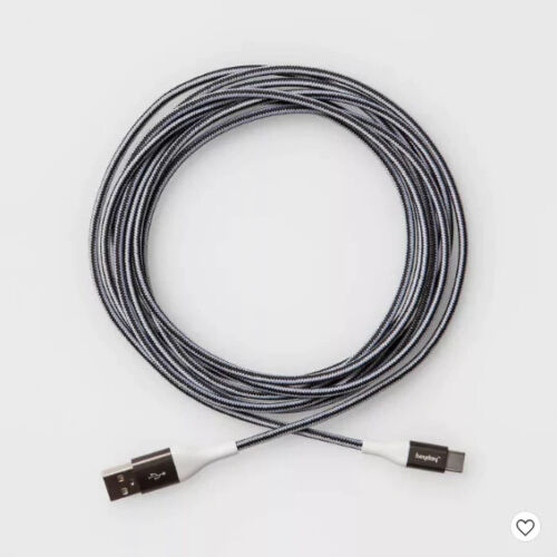heyday Lightning to USB-A Braided 10 ft. Cable (Black/White/Gunmetal) OPEN BOX ITEM