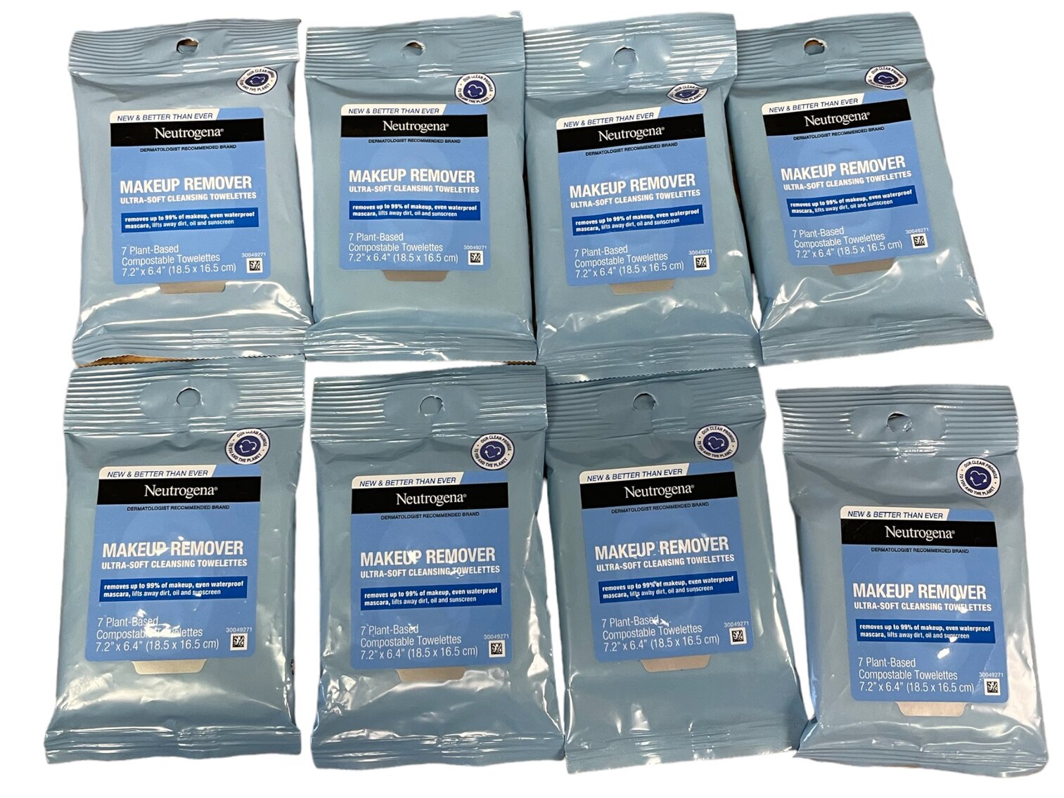 SET OF 8 Neutrogena Makeup Removing Wipes - 7ct