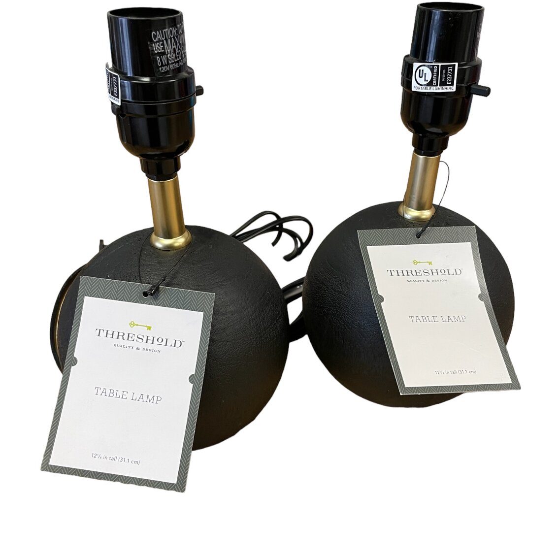 Set of 2 Small Black Round Table Lamps
