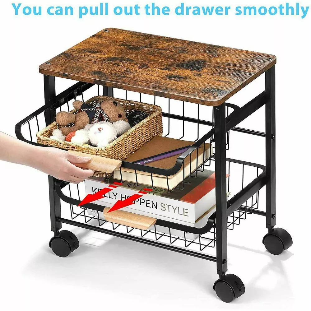 NEX 3 Tier Utility Cart with Metal Wire Storage on Casters Black