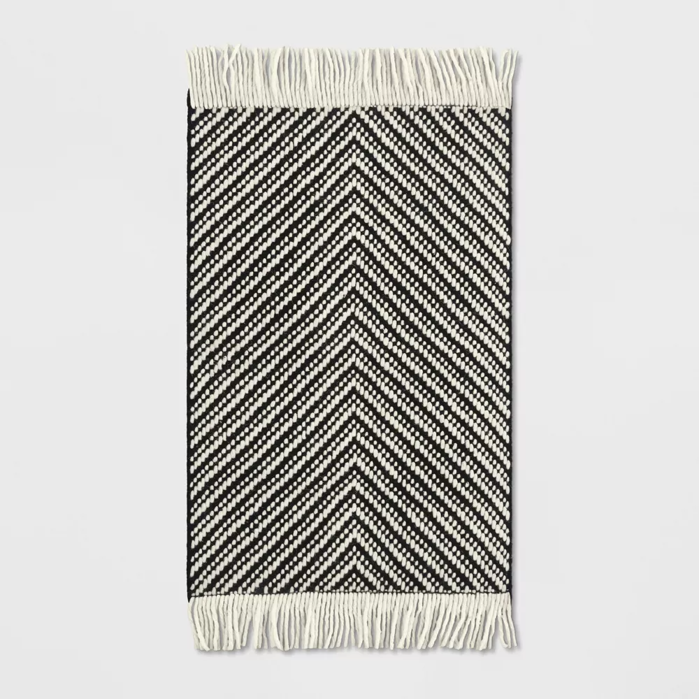 2'x3' Chevron Woven Area Rug Black/White - Project 62™