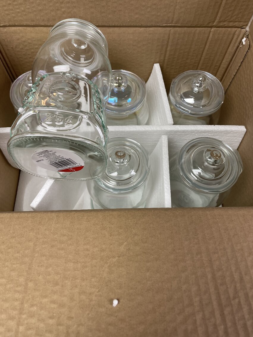Case of 6 Glass Gumball Machine Jars