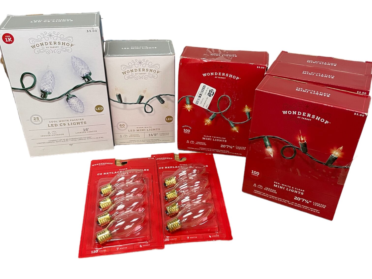 Set of 8 Holiday Lights and Bulbs