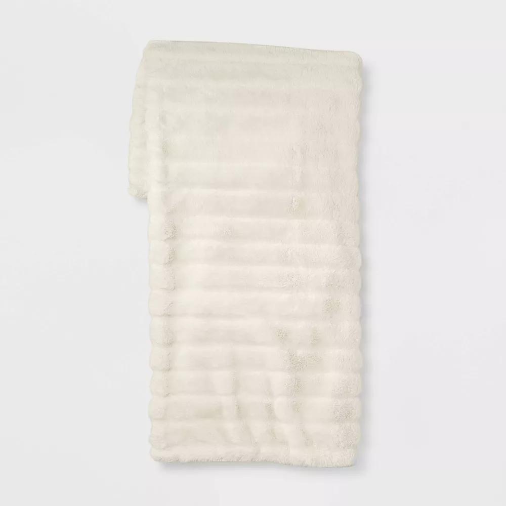 Textured Faux Fur Reversible Throw Blanket - Project 62™
