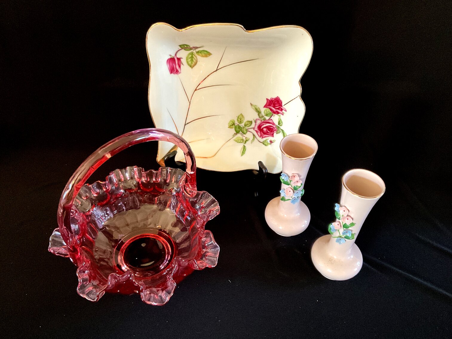 Fenton Basket, 3 Pieces of Lefton