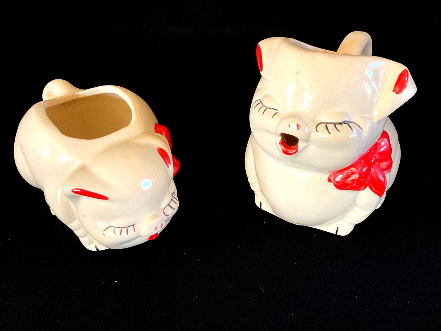 1940’s Vintage Bisque Pig Pitcher and Creamer