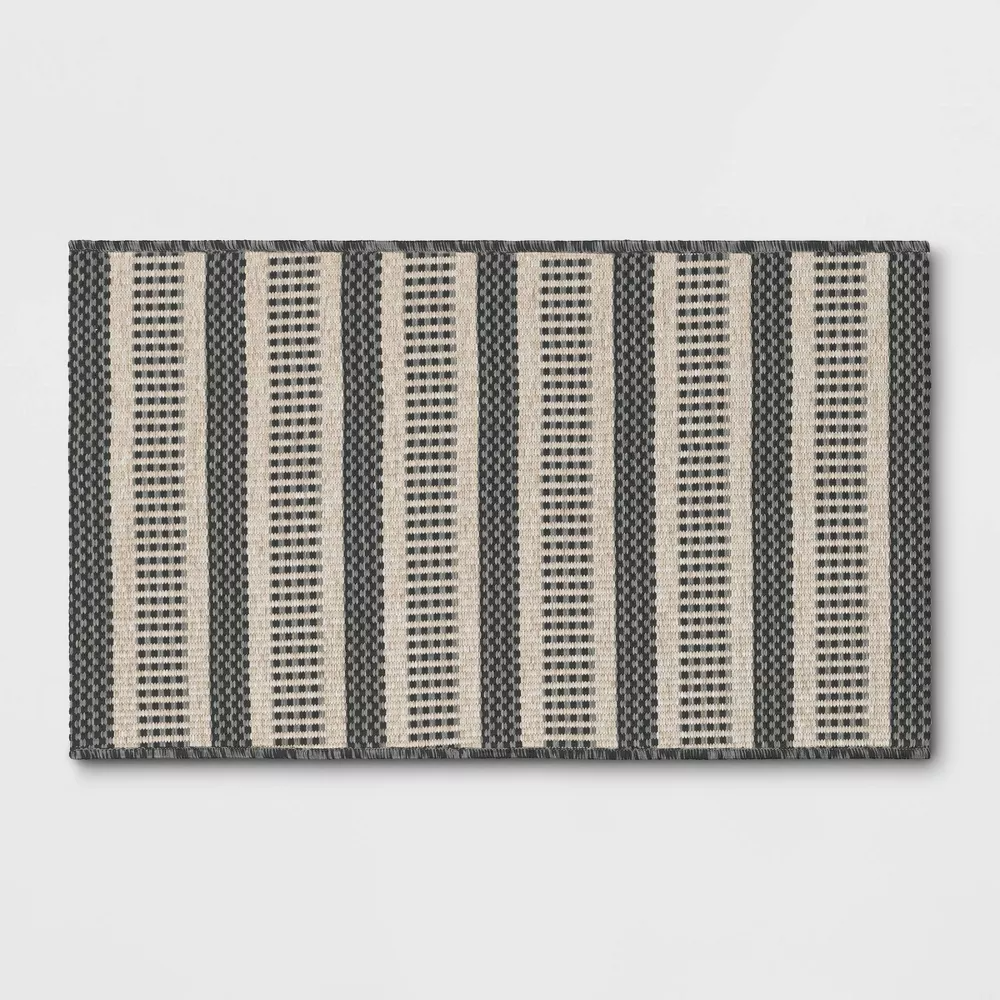 50"x30" Powerloom Stripe Outdoor Rug Sage/Charcoal Gray - Threshold™ designed with Studio McGee