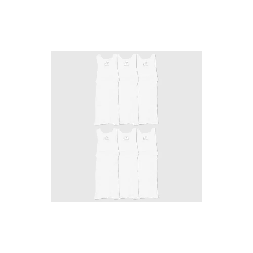(Mens Size Medium) Hanes Men's 6Pk Tanks - White