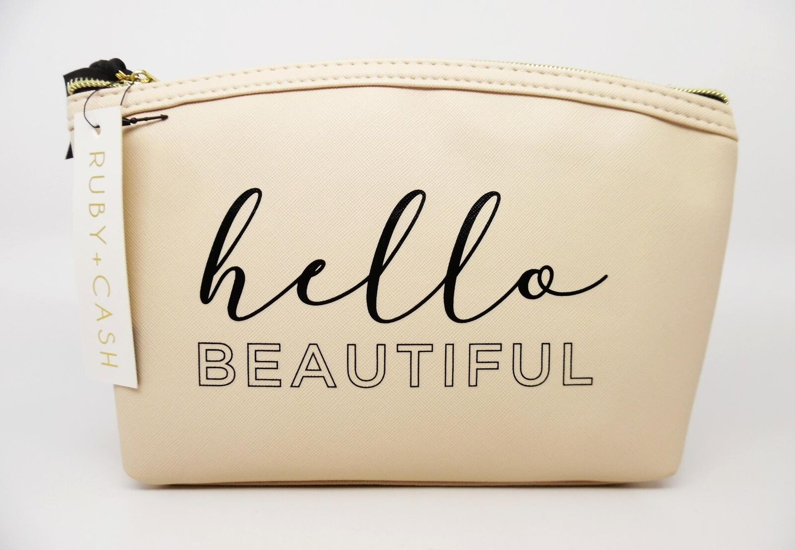 Ruby+Cash Dome Makeup Pouch - Hello Beautiful White - 9.65"W x 2.4"D x 5.7"H