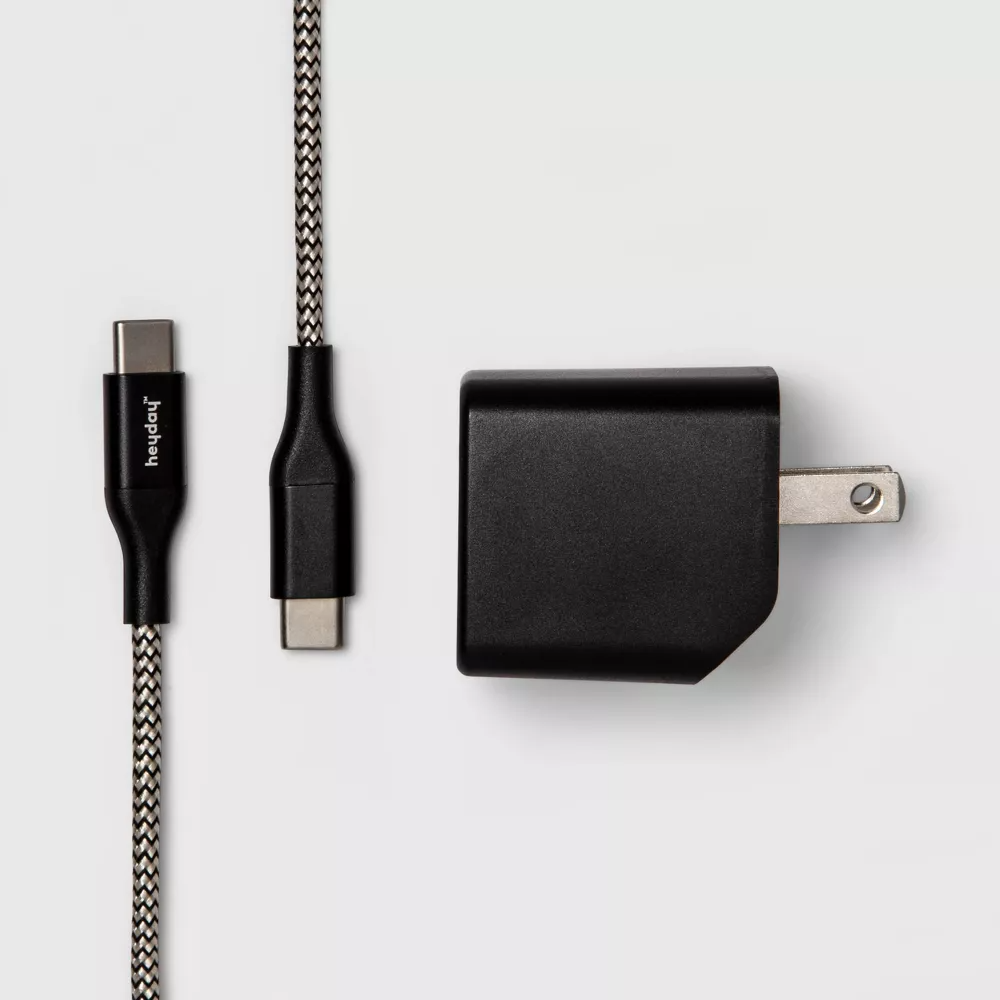 2-Port USB-A USB-C Wall Charger with 6 USB-C to USB-C Braided Cable - heyday™