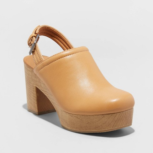 (Womens Size 9) Women's Watson Platform Clog Heels - Universal Thread™ Tan 
