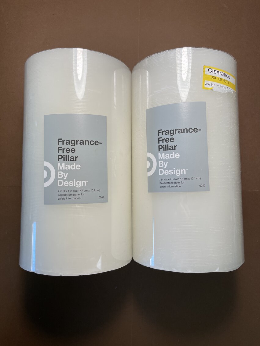 SET OF 2 7" X 4" Unscented Pillar Candle White - Made By Design