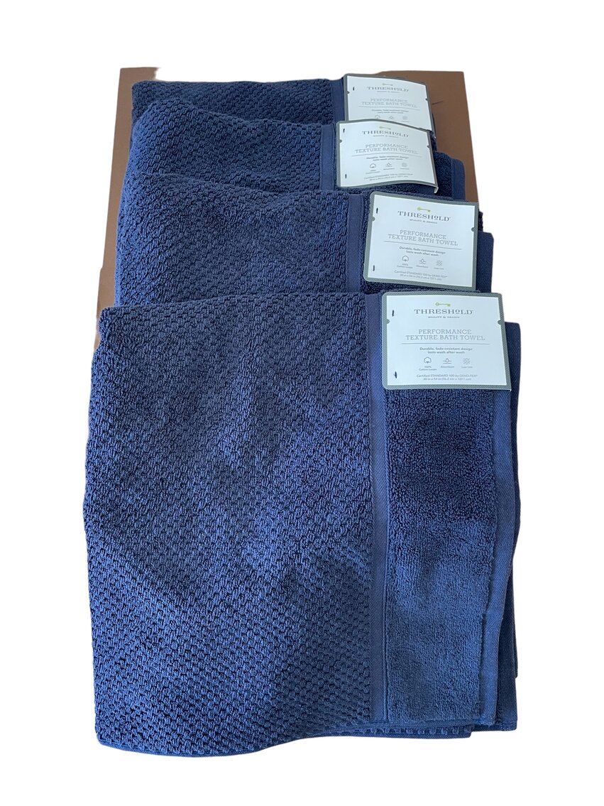 Set of 4 Threshold Performance Texture Bath Towels 