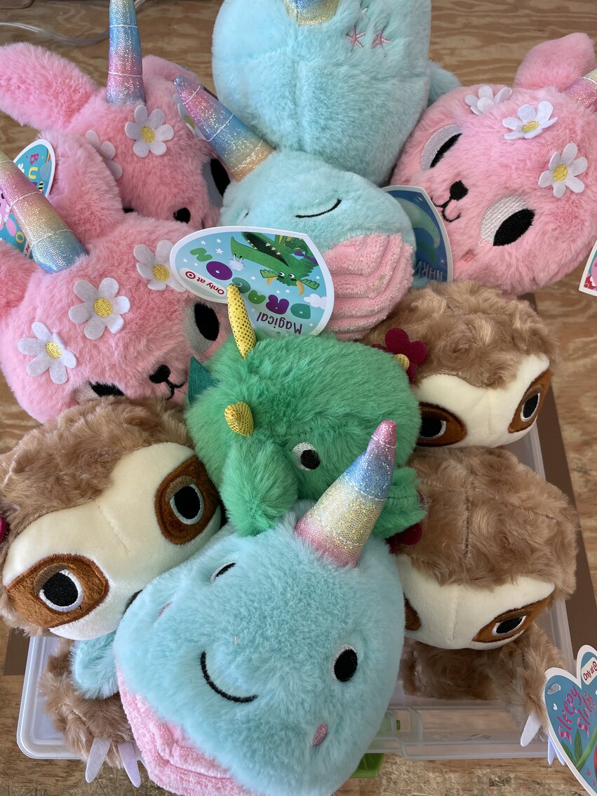 Set of Stuffed Animals Bunnicorn, Sloth, Narwal and Dragon