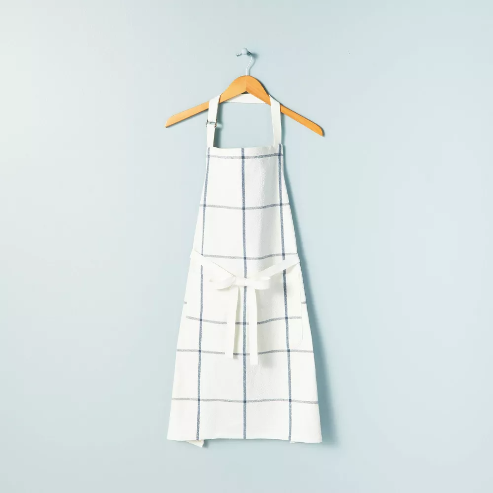 Grid Lines Woven Apron Cream/Blue - Hearth & Hand™ with Magnolia