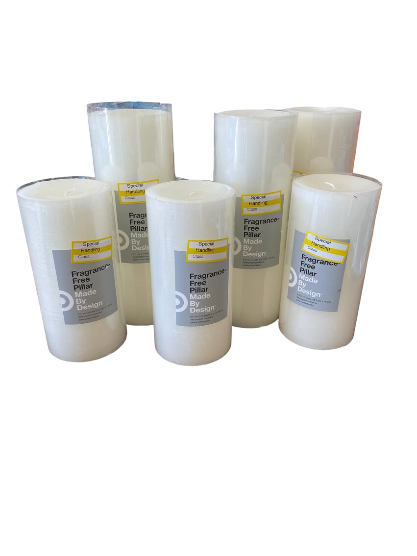 Set of 6 Pillar Candles Various Sizes