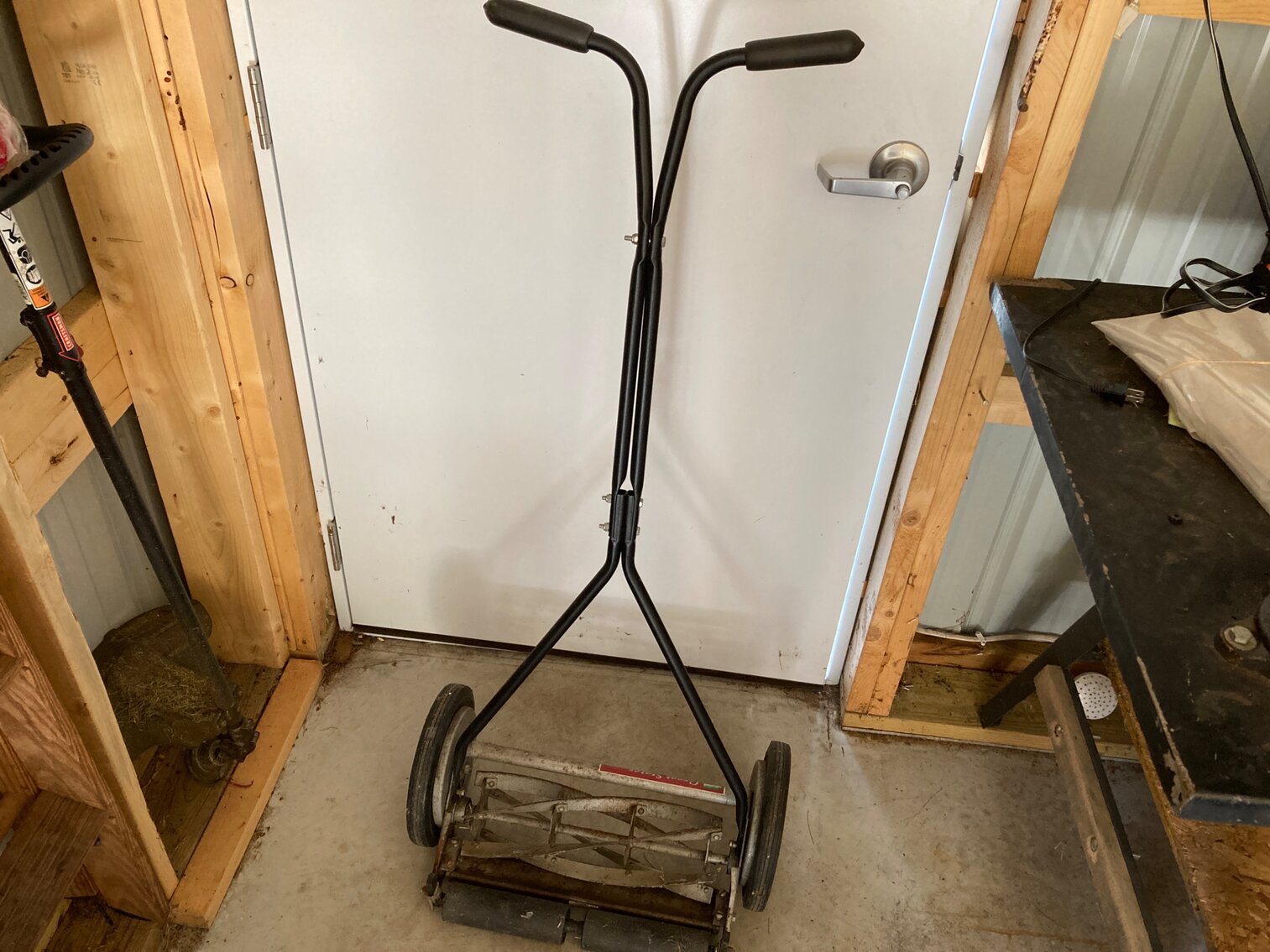 Metal Handle Vintage Lawnmower 