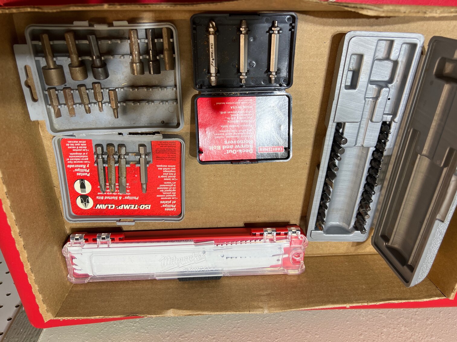 Milwaukee Sawzall blades, Craftsman screw removal tools, miscellaneous drives