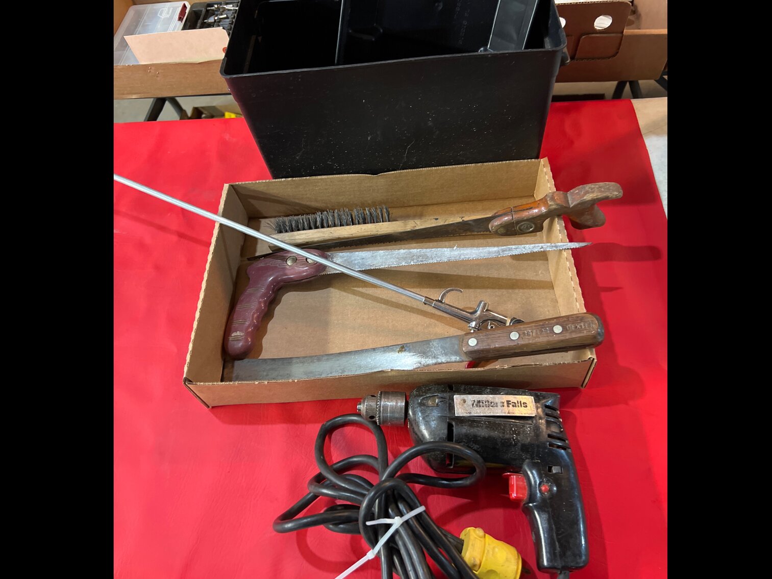 Battery box, drill, miscellaneous