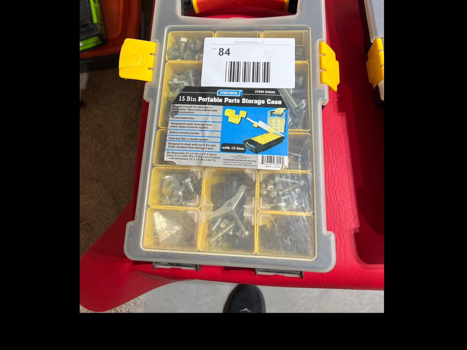 15 bin portable parts storage case with hardware