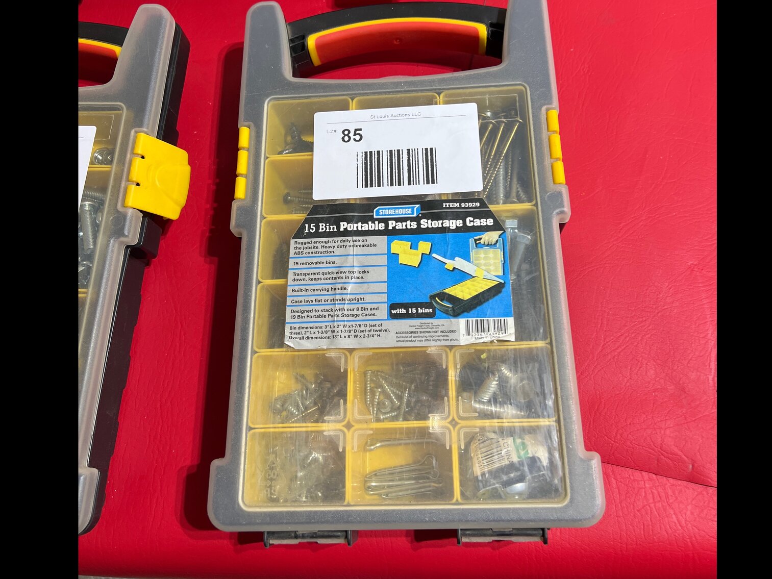 15 bin portable parts storage case with hardware