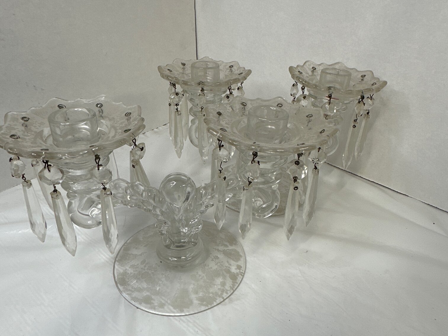 2 Glass Candelabras 