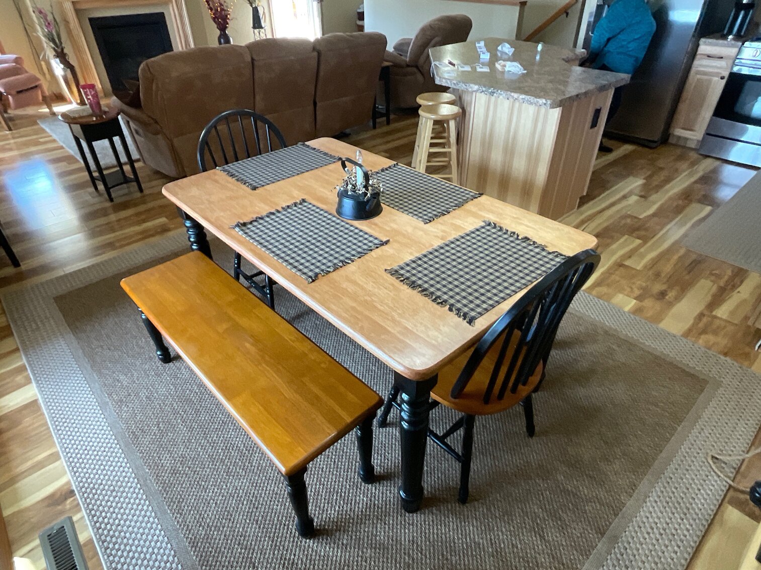 Beautiful dining table with benches and chairs