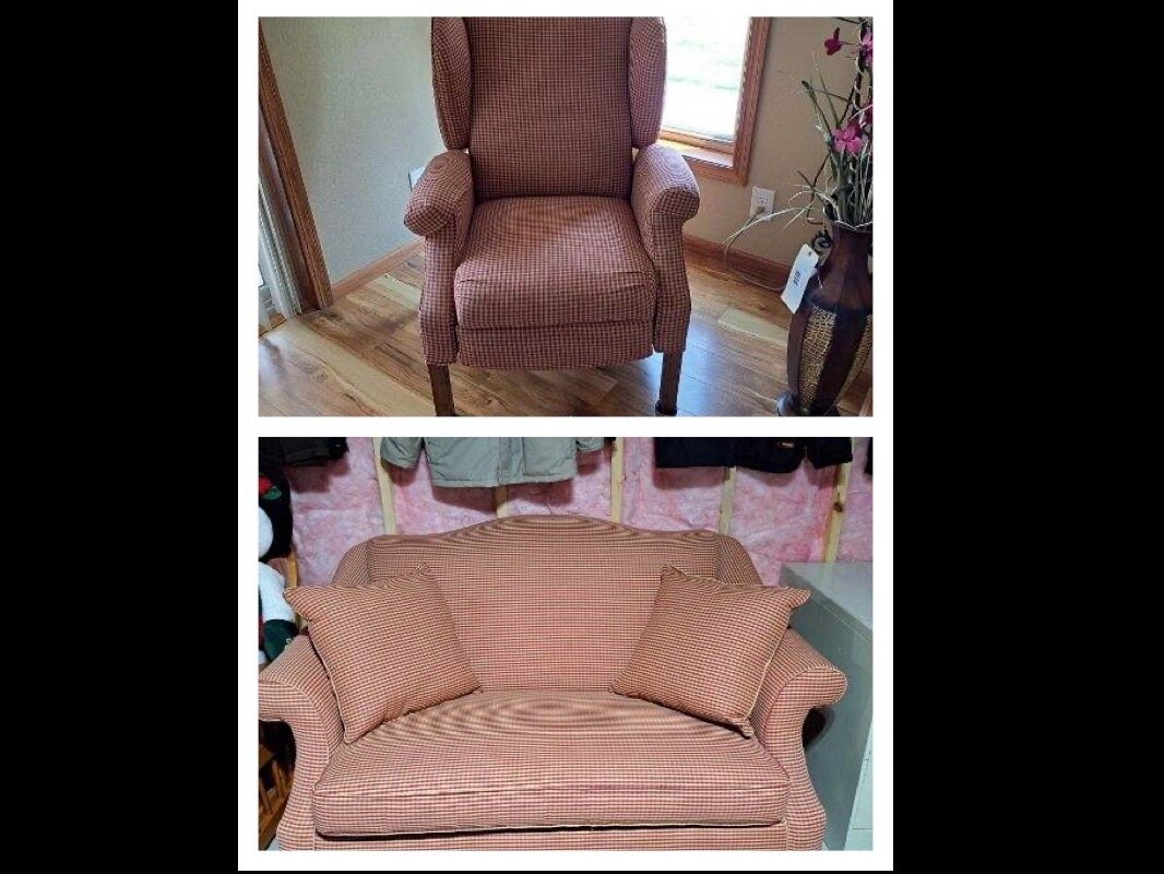 Reclining chair and matching love seat