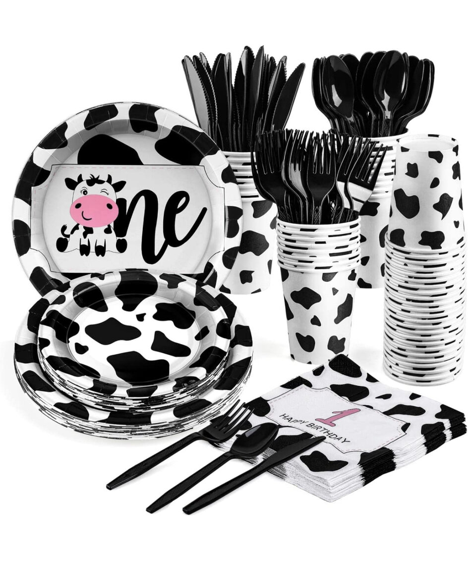 Set of 2 Cow Print Birthday Party Supplies 