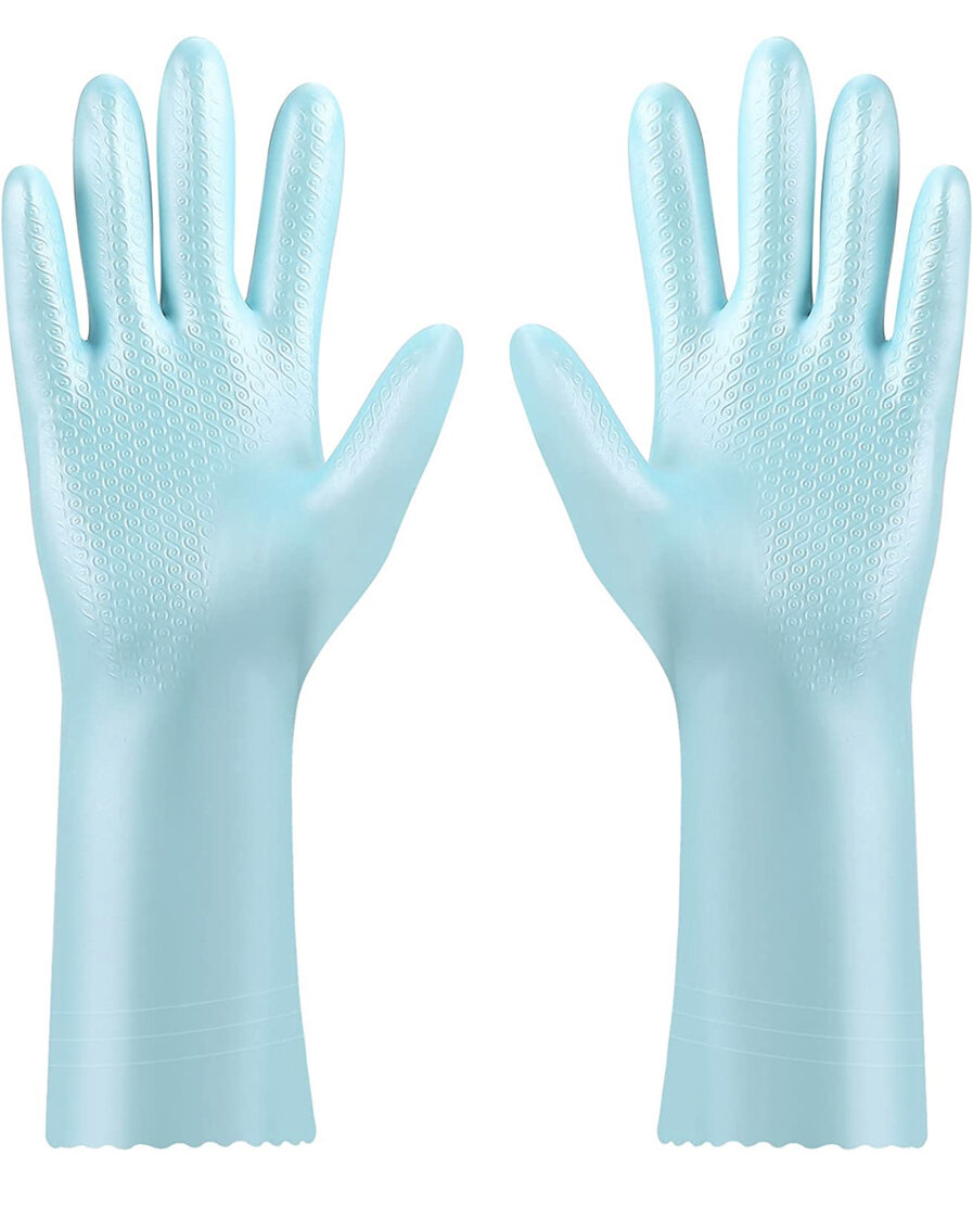 4 Pairs of PVC Dishwashing Cleaning Gloves Size Large