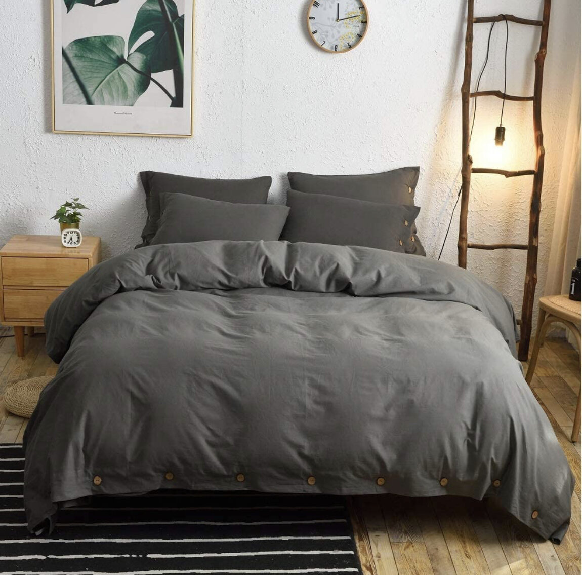 Queen Dark Grey Duvet Set 
