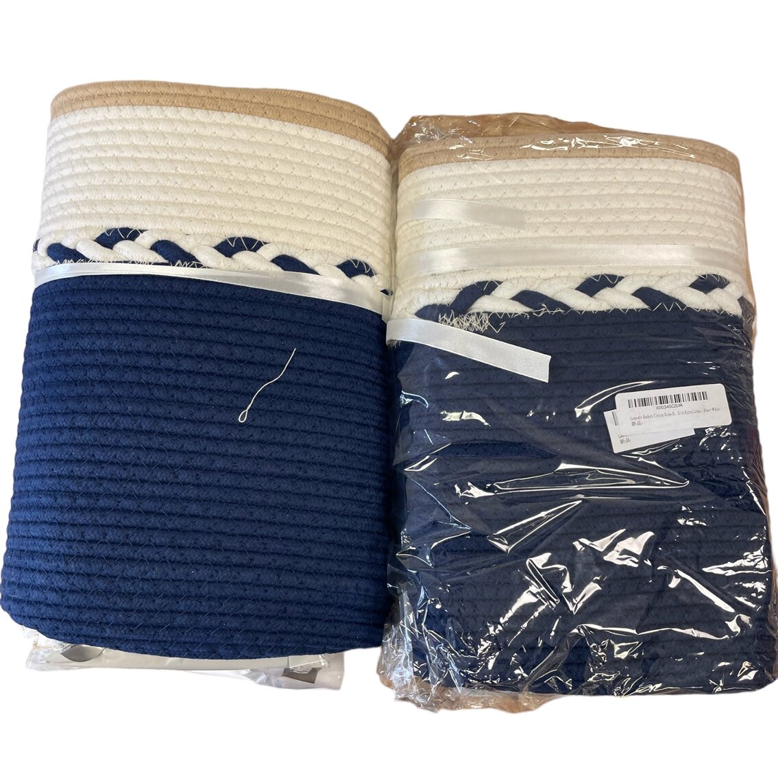 Set of 2 XL Cotton Rope Laundry Baskets 