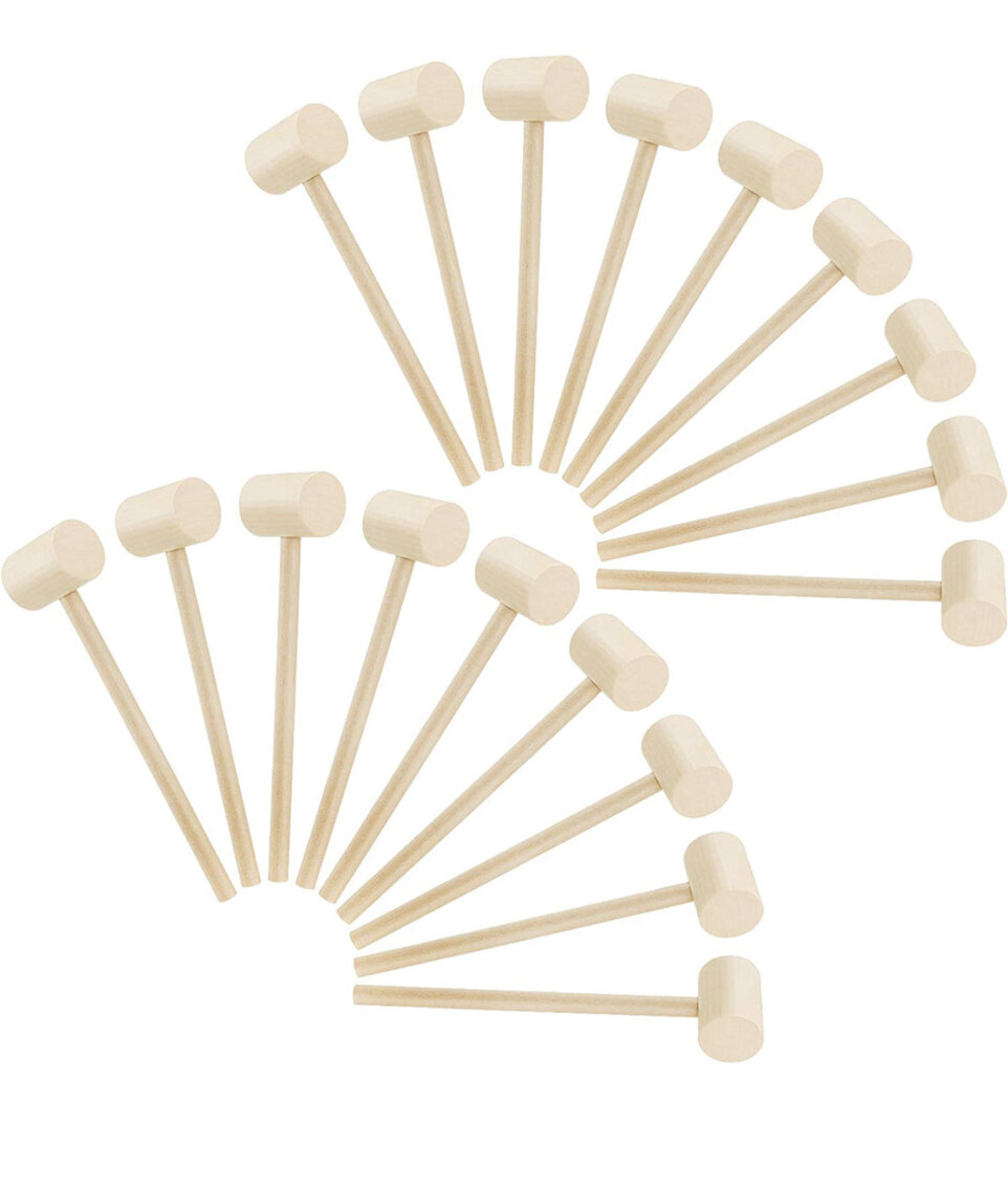 2 Bags of Mini Wooden Mallets 