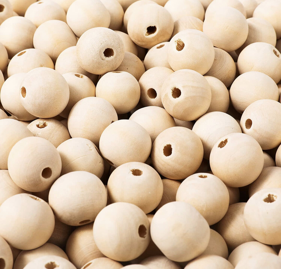 2 Bags of 20mm Round Wood Beads 