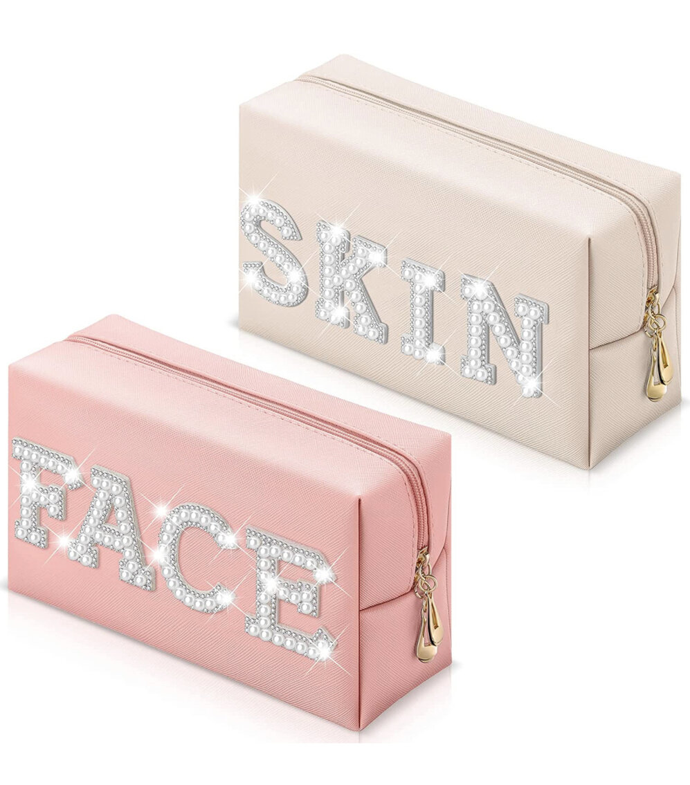 8 Total Pearl Rhinestone Makeup Bags 