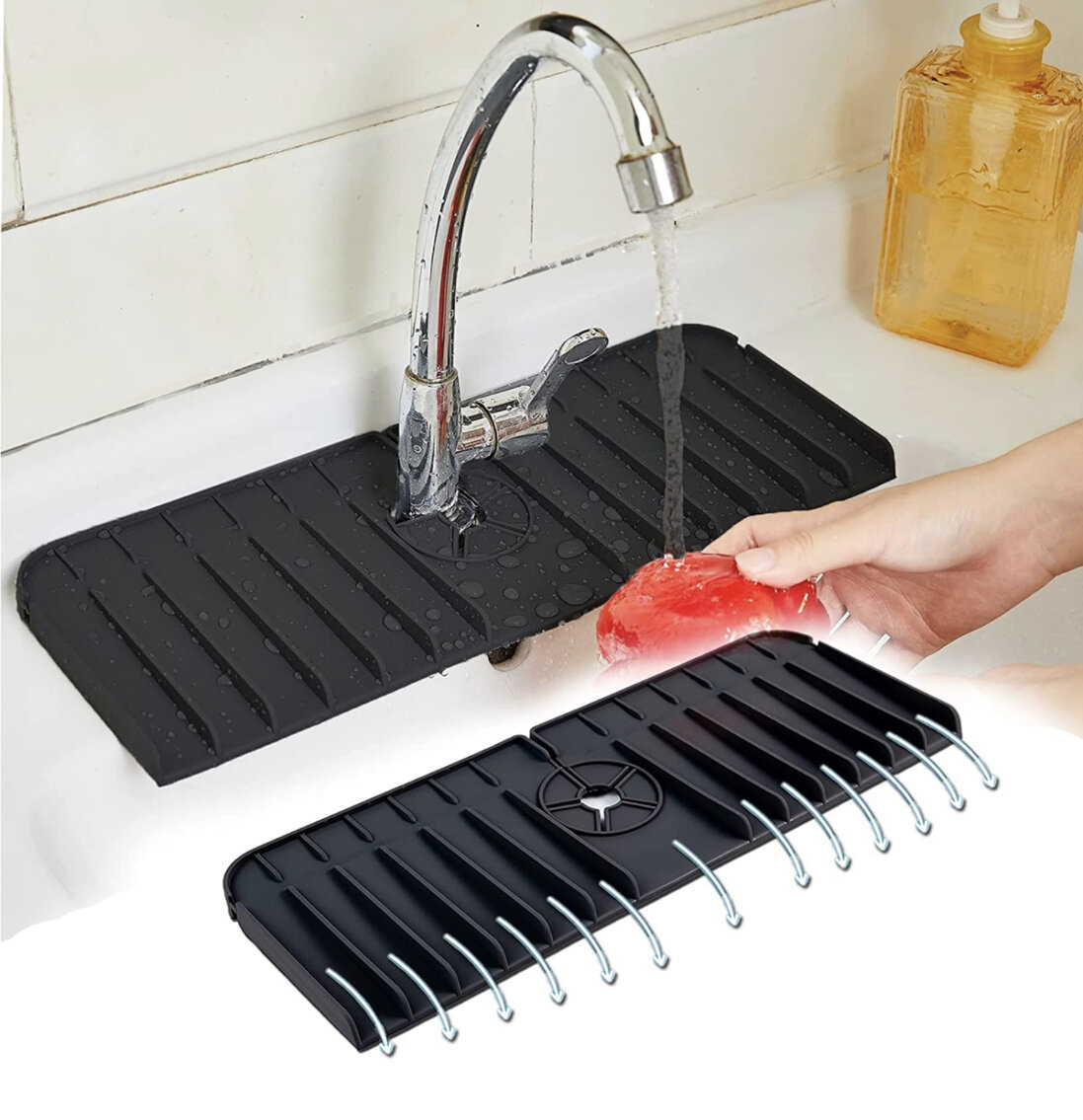 Set of 2 Silicone Faucet Handle Drip Catcher Trays 