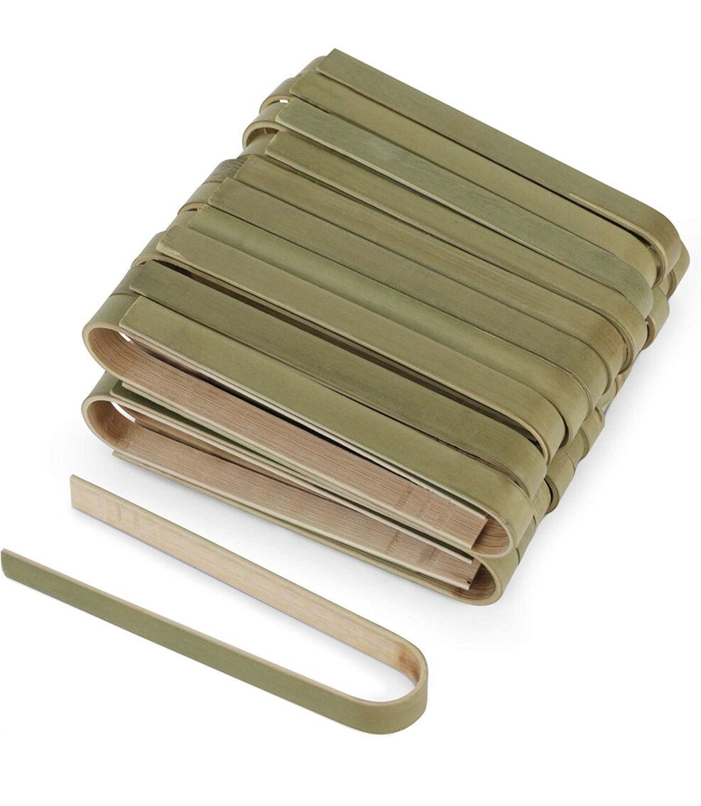 Set of Mini Bamboo Disposable Tongs 