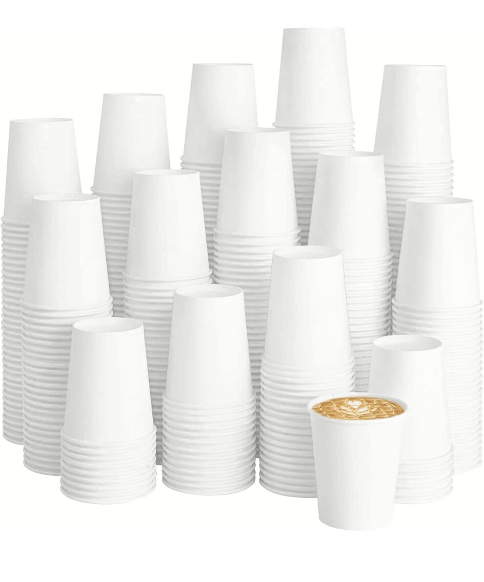 300 White Disposable Paper Cups 8oz