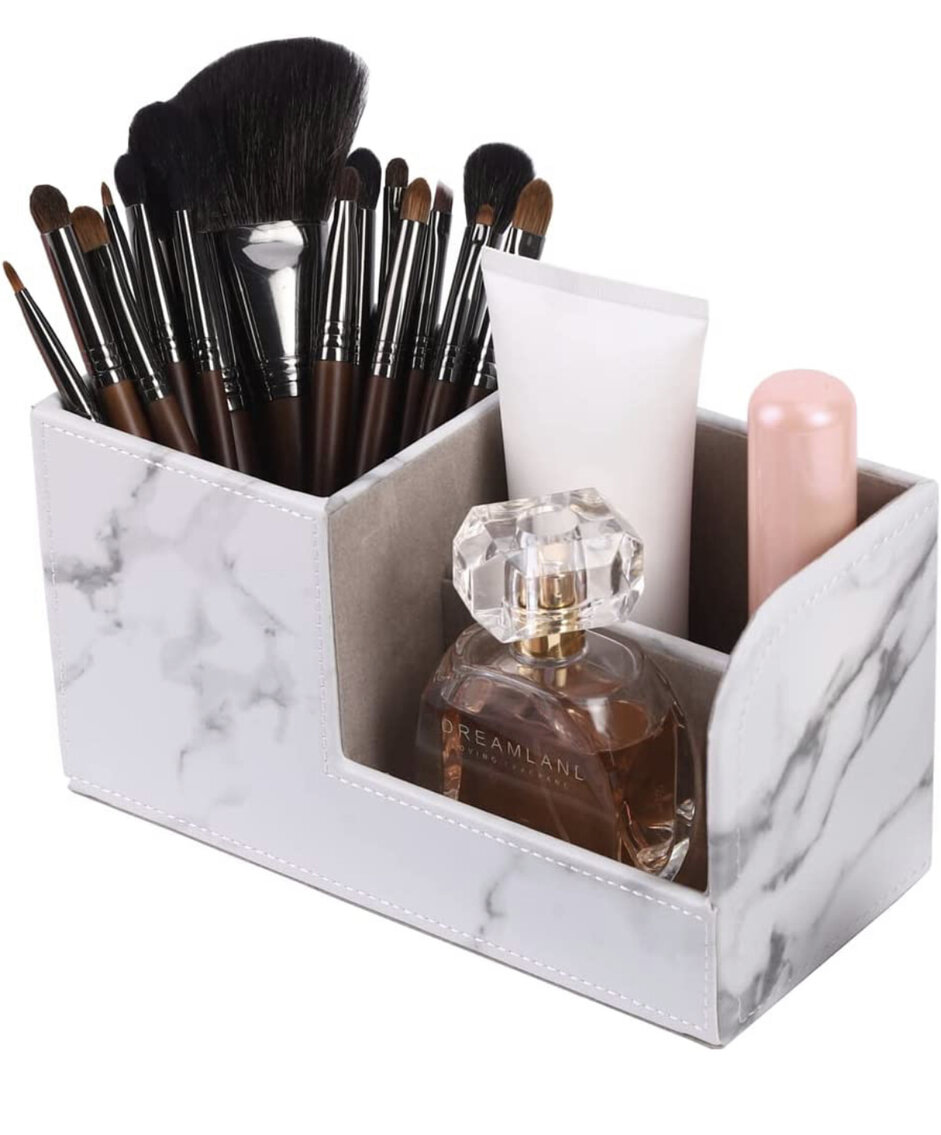 Set of 2 PU Leather Office Desk Organizers 